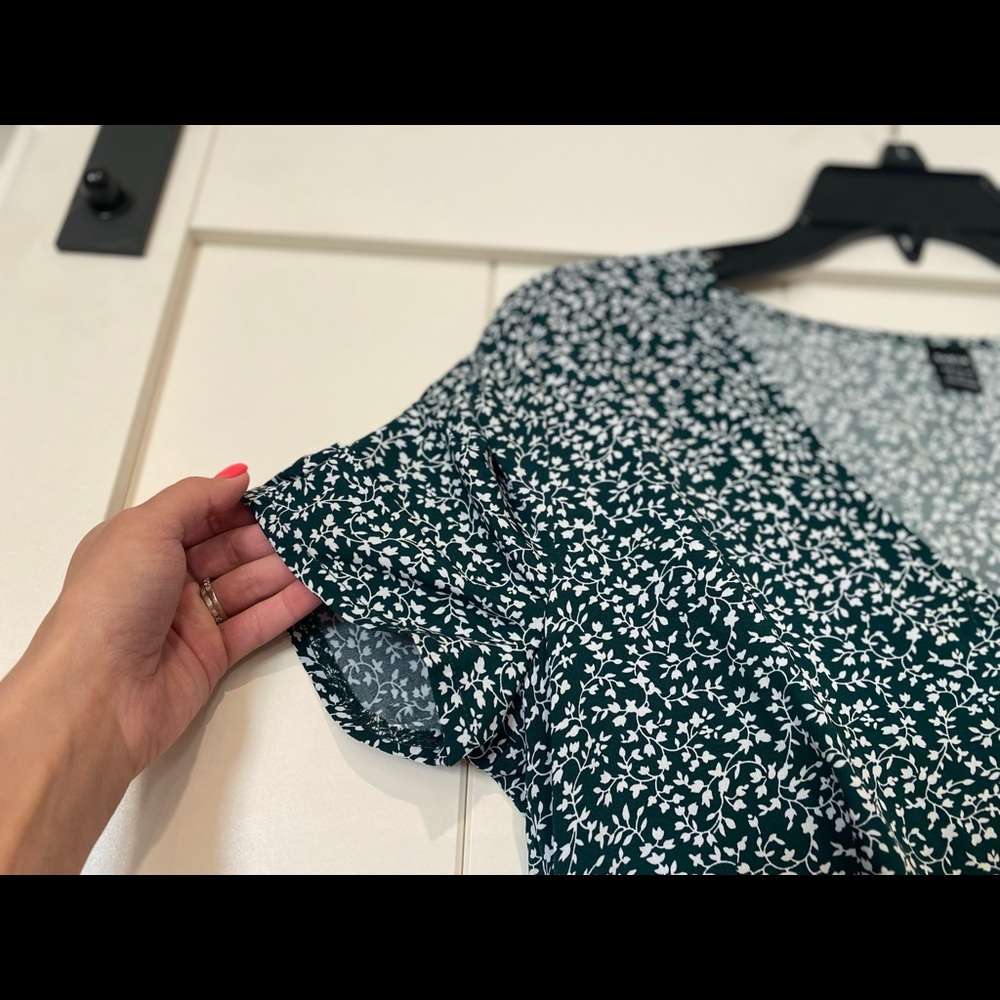 Green floral midi dress